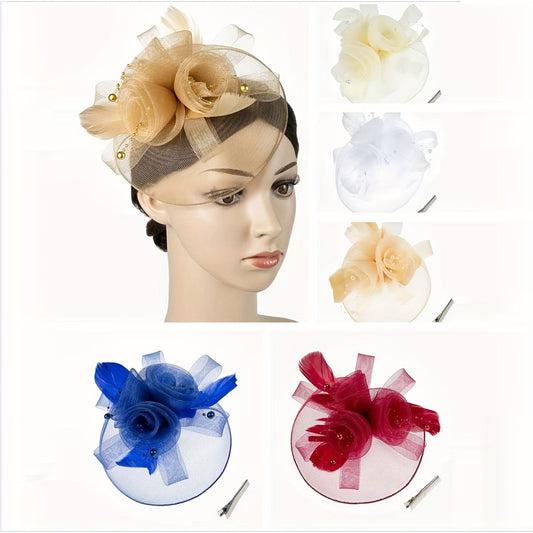 1 piece of Women's Mesh Flower Faux Feather Fascinator for Tea Party, Birthday, Horse Racing, Wedding, Derbyhat, Church Hat.