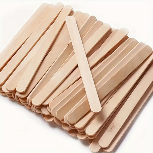 100/200 count of natural wooden popsicle sticks, suitable for food-grade craft projects such as DIY ice cream bars, handmade creations, and wax crafts - no electricity required.