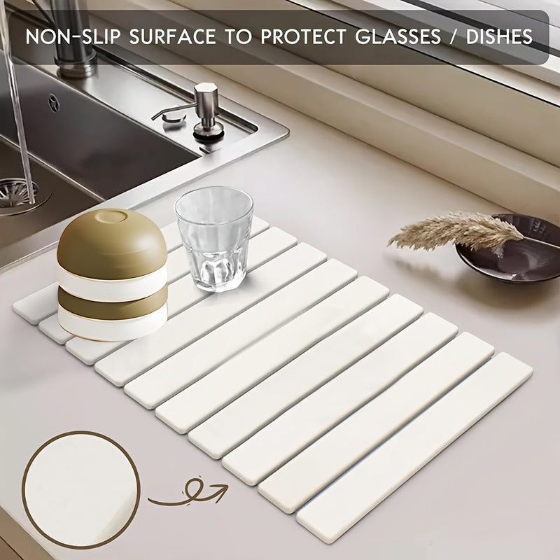 Large Diatom Mud Folding Table Mat - Absorbs Moisture, Non-Slip, Quick-Drying, Foldable and Portable with a Simple and Modern Design - Ideal for Home and Outdoor Use as a Shower Rug