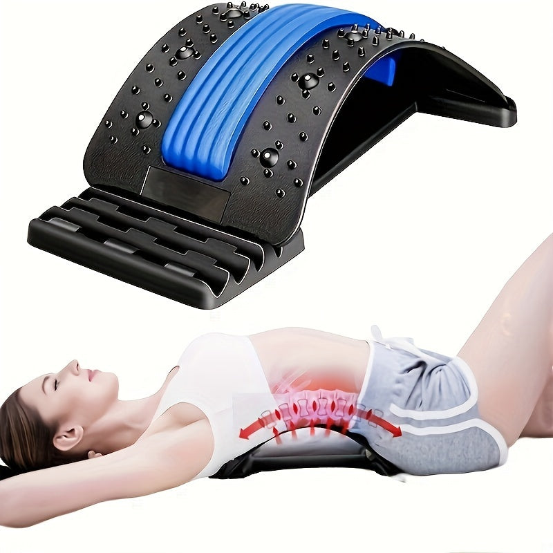 Stretch your back with this versatile device suitable for yoga, Pilates, and exercise. Features 4 adjustable settings, multi-level support, and helps alleviate back fatigue.