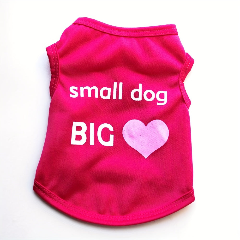 Pet clothing: pullover dog vest with letter and heart pattern, ideal for extra small/small dogs.