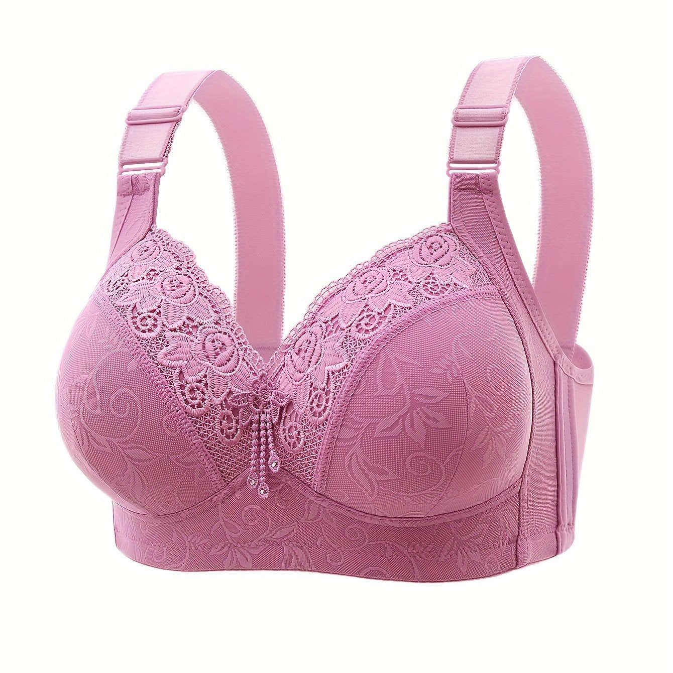 Stylish lace push-up bra with adjustable straps and floral detailing for all-day comfort and support.