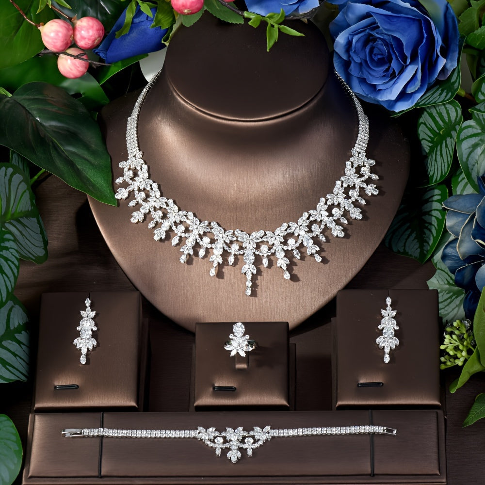 Sophisticated Luxury Jewelry Set Inspired by Middle Eastern Glamour, Stylish Women's Fashion Accessory Embellished with Synthetic Zirconia