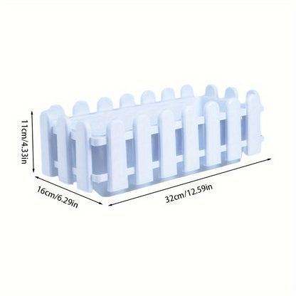 Большой прямоугольный контейнер в виде забора, изготовленный из прочного пластика, подходит для овощей и цветов, идеален для домашних садов и балконов.