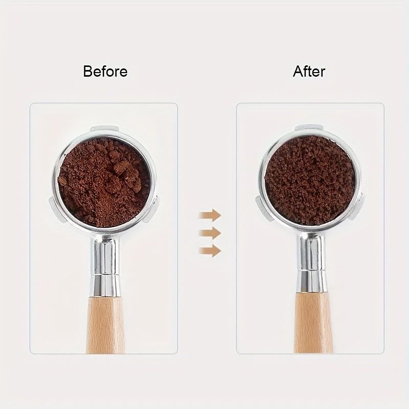 The Durable Portable Wooden Espresso Tamper is a 1pc Professional Multipurpose Manual Coffee Distributor Tool, perfect for Home, Party, and Café Use without the need for electricity.