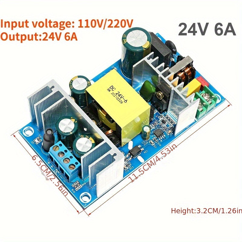 Industrial-grade AC to DC isolated switch power supply module with precise voltage control, compact design, copper quick connect terminals, and efficient conversion. Features heat sink