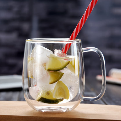 Durable double wall borosilicate glass mug, ideal for all beverages at home or in restaurants, including Middle Eastern favorites.