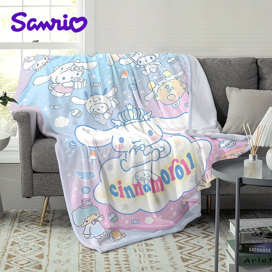 Stay cozy with this adorable Sanrio Big Eared Dog flannel blanket featuring a cartoon digital print. Designed for ultimate comfort, this cute blanket is perfect for adding a touch of comfort and style to any living space. Wrap yourself in warmth and