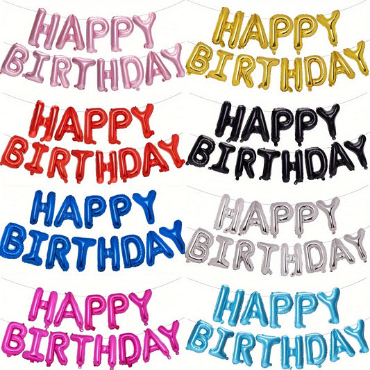 15-piece Happy Birthday Banner Set with 13-letter Pull Flags in assorted colors, perfect for parties