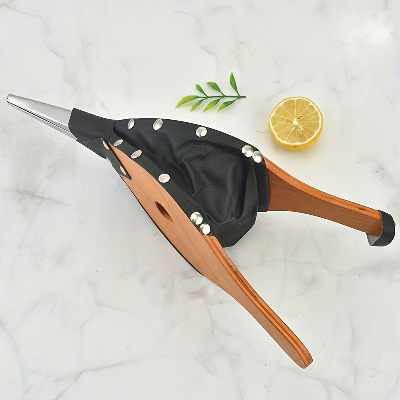 Handcrafted Wooden Handheld Blower with Extended Handle and Durable Metal Nozzle, Fireplace Pump for BBQ Grill, Camping, Wood Stove, and Outdoor Cooking Essentials.