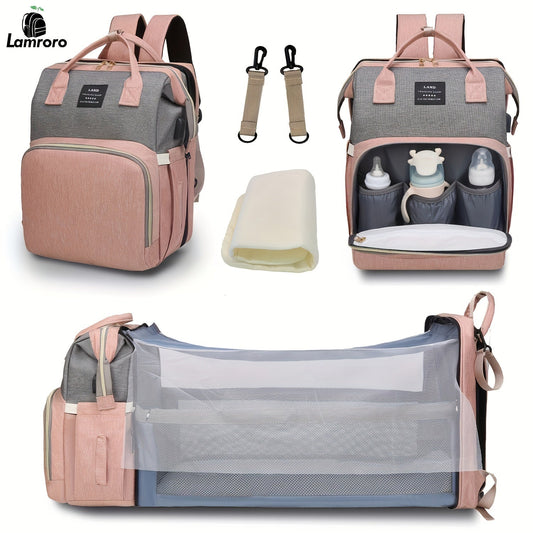 A perfect gift for Christmas, Halloween, or Thanksgiving Day - the Lamroro Diaper Bag Backpack is a multifunctional travel backpack that comes with a changing station, large capacity, waterproof features, sunshade, and breathable mosquito net.