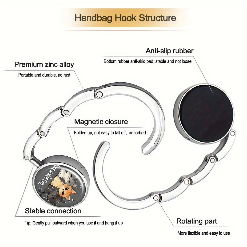 Очаровательный кошачий держатель для сумки - Удобный крючок для сумки в пути, идеально подходит для путешествий, Хэллоуина и рождественских подарков!
