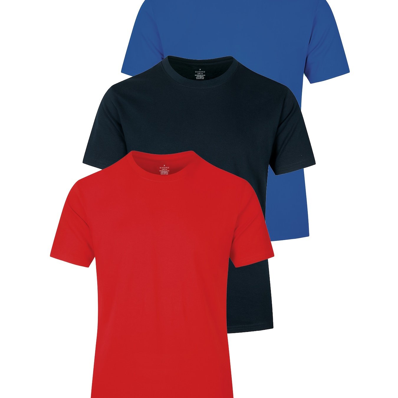 Set of 3 men's cotton short sleeve T-shirts in multiple colors for summer