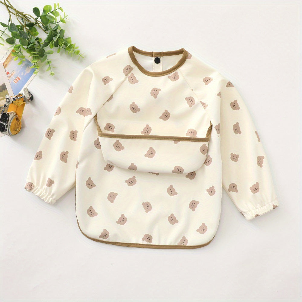 Keep your little one clean and stylish with this unisex long sleeve bib. Featuring a debris collection pocket, waterproof material, and adorable design, this apron is perfect for mealtime messes. A great gift for Halloween, Thanksgiving, Christmas, or