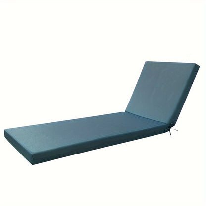 Outdoor chaise lounge cushion with foam fill, waterproof for outdoor use on patio, pool, or seaside.