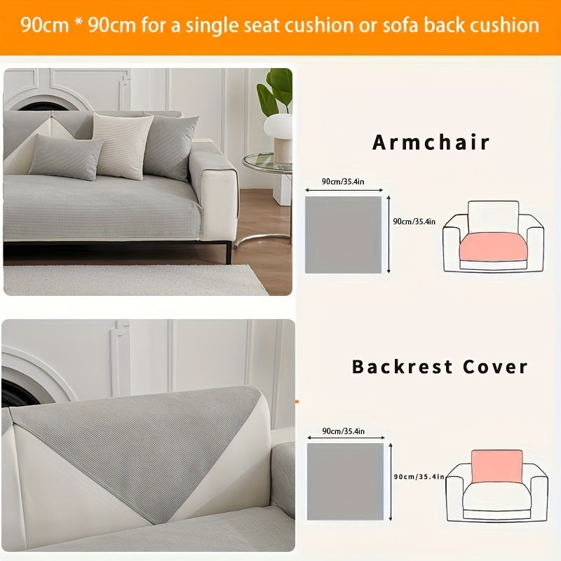 Water-resistant, non-slip velvet sofa cover fits various sofa sizes and styles. Machine washable and pet-friendly. Suitable for armchairs, loveseats, 3-seaters, 4-seaters, and sectional sofas.