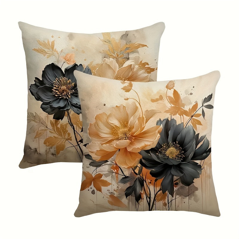 Get the perfect finishing touch for your sofa, bed, or car with this set of two modern floral throw pillow covers. Made from durable polyester, these covers are machine washable and feature a convenient zipper closure. Update your living room decor