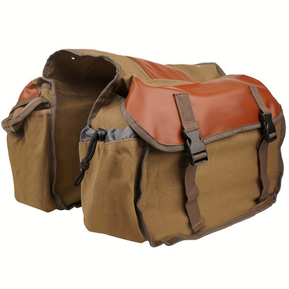 Universal large capacity canvas saddle bag for motorcycles, suitable for various bike brands.