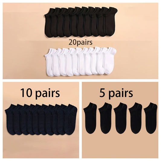 20 pairs of unisex solid color short socks, for all seasons.