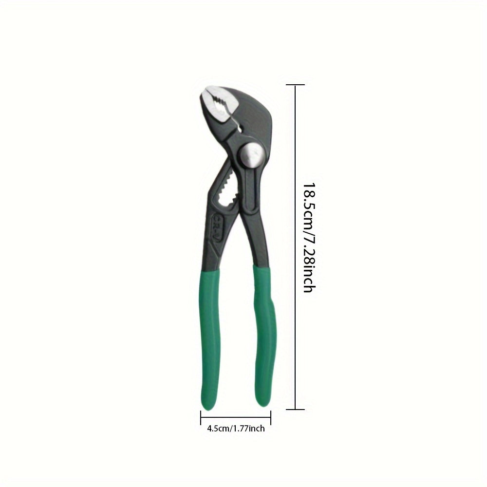 Industrial-grade chrome vanadium steel multi-tool with large opening pliers, wrench, and water tube spanner.