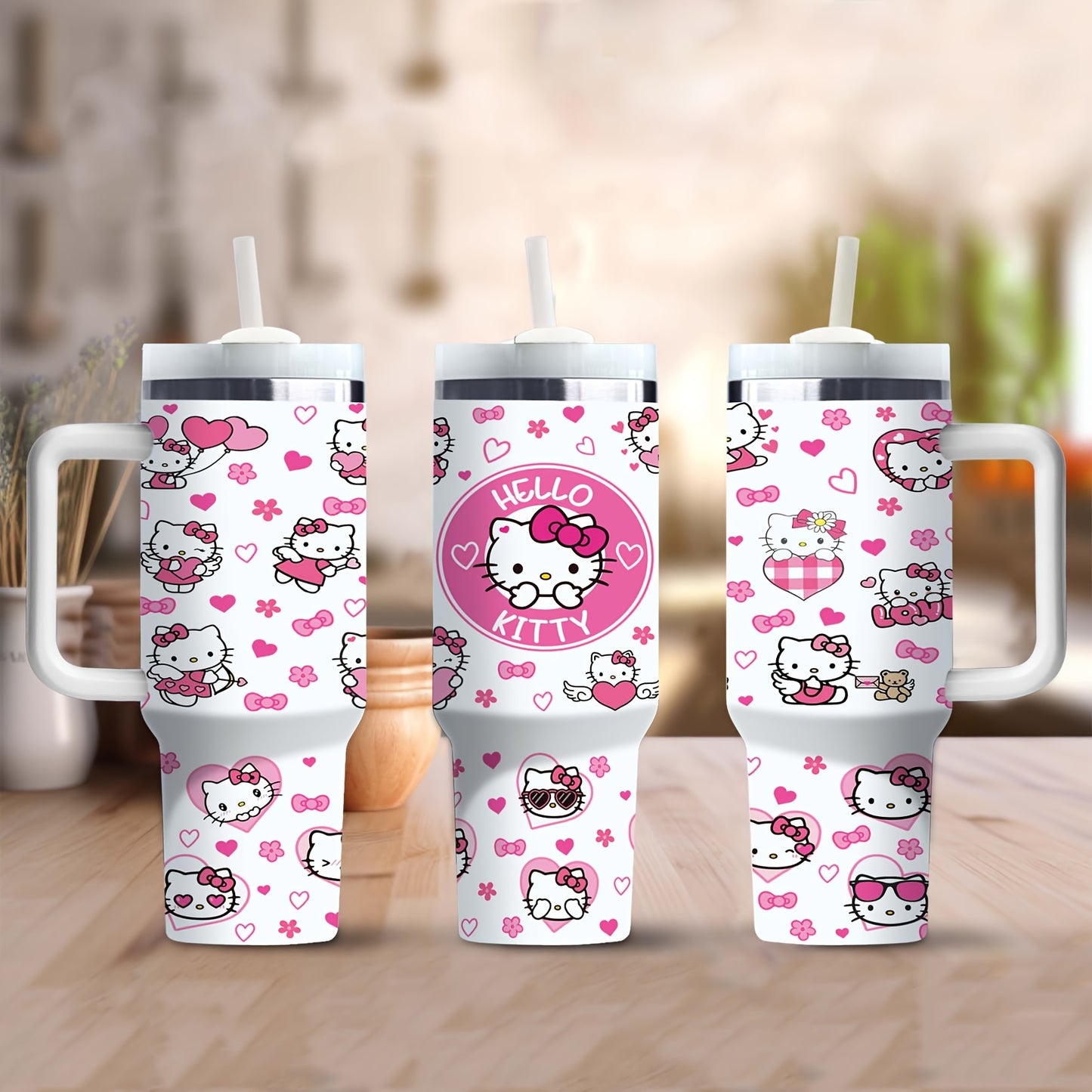 Sanrio Hello Kitty 40oz zanglamas po'lat idishi - Qiziqarli pushti dizayn, BPA-siz, issiq/sovuq ichimliklar, oila va do'stlar uchun sovg'a.