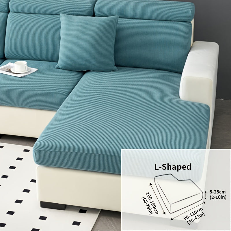 1 Piece Modern Stretch Sofa Slipcover made of Polar Fleece. Machine washable, fits armchair to 4-seater sectional. Pet and kid friendly protection.