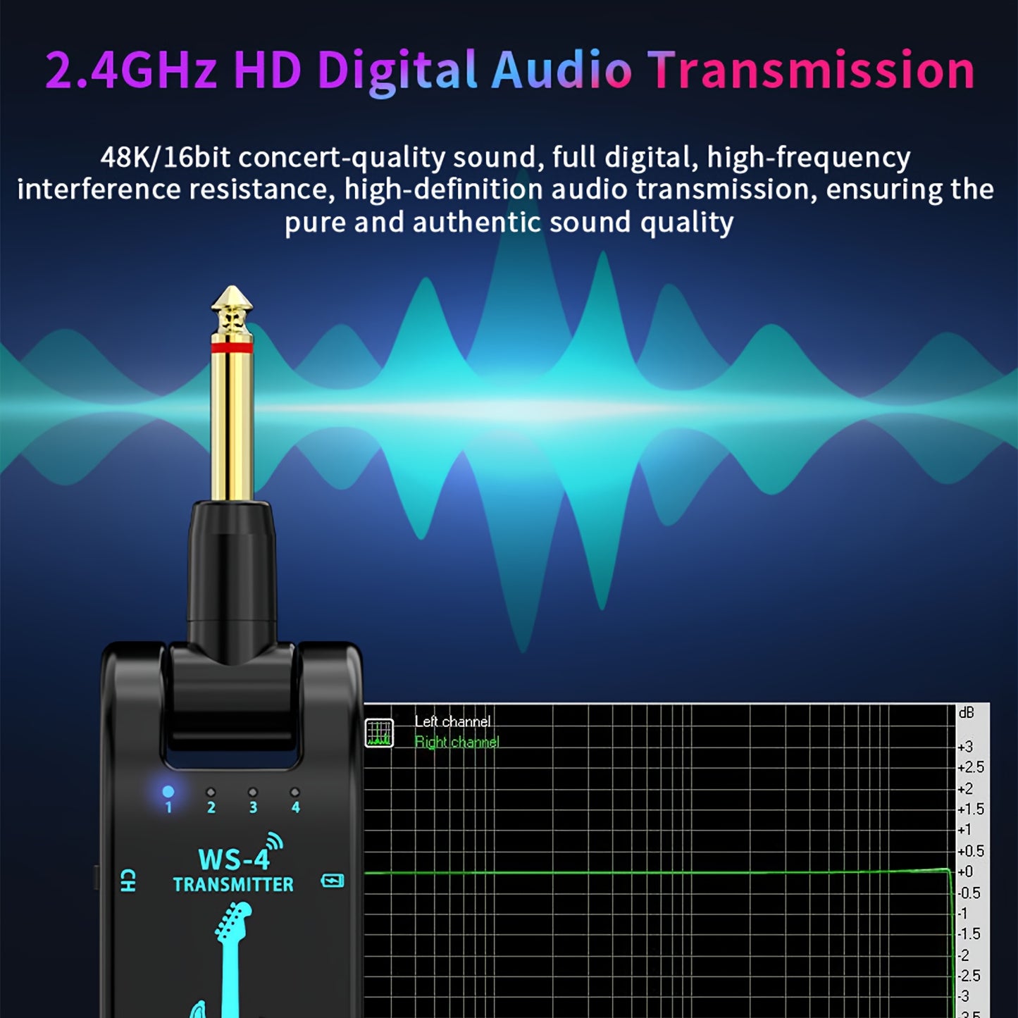 Беспроводной передатчик и приемник для гитары с системой передачи 2.4G.