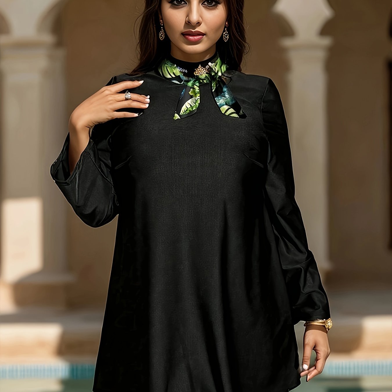 Middle East swimsuit for women, loose-fitting with long sleeves, full body coverage, and slimming design.