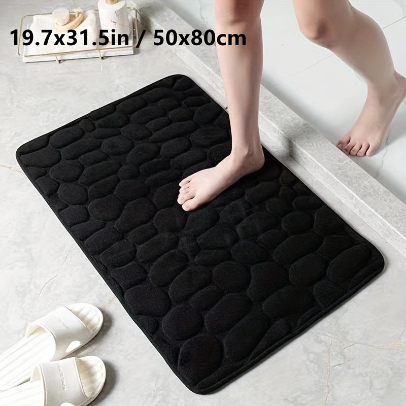 Ultra absorbent bath mat with non-slip, quick-dry, and machine washable features. Soft, thick cushioned rug ideal for bathroom, bedroom, living room, or toilet. Textured surface for enhanced comfort. 40x60cm (15.7x23.6 inches). Modern bathroom decor