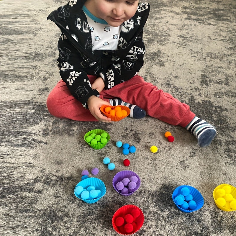 Children's educational toy: Colorful plush balls to help with sorting, counting, and concentration.