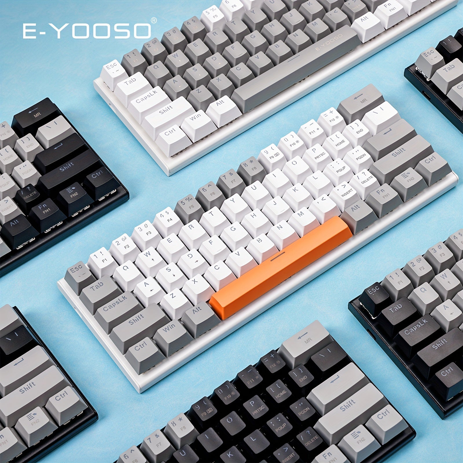 E-YOOSO Z11 60% Mechanical Gaming Keyboard with LED Backlit in Black Gray or White Gray, for Windows and Mac OS.