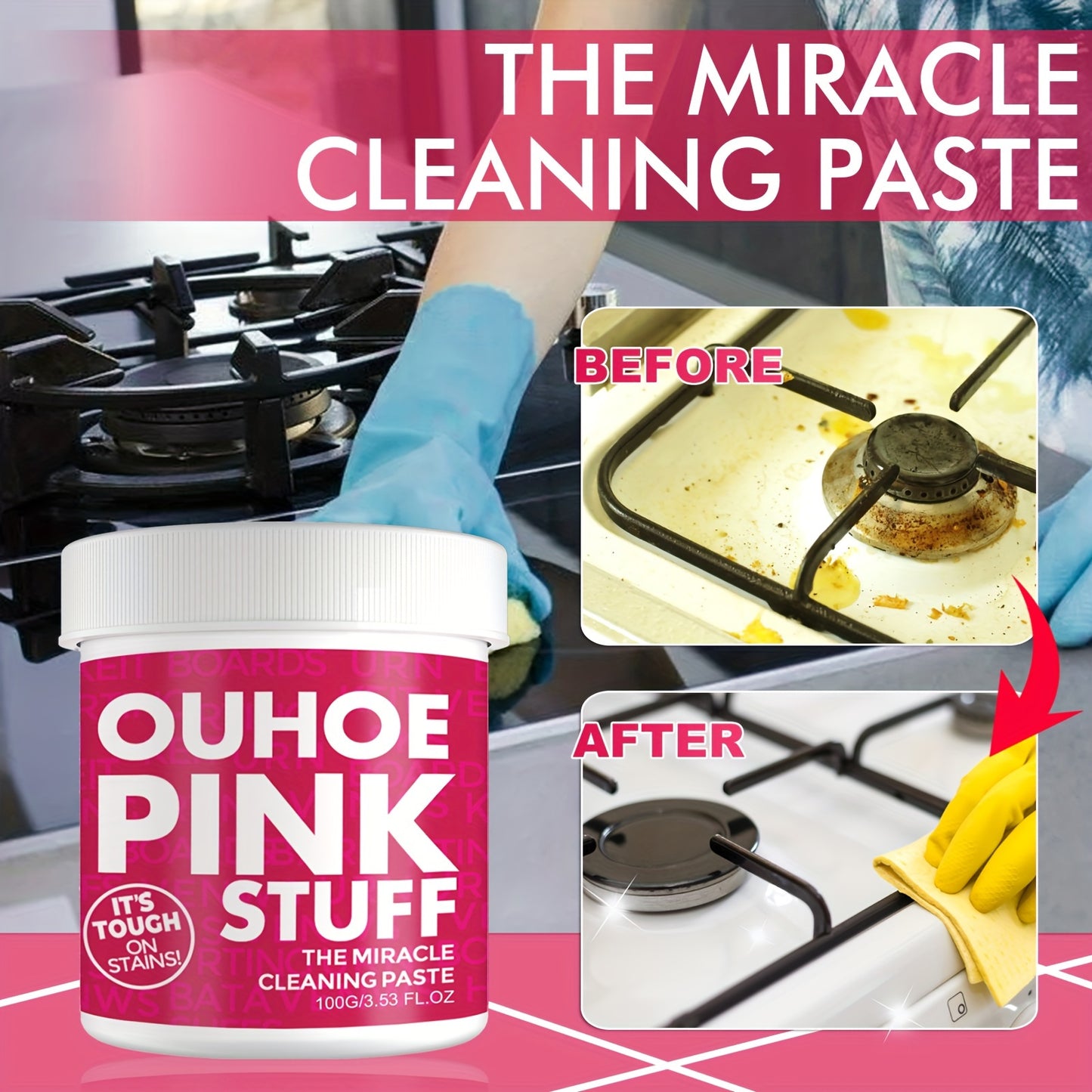 Ouhoe Pink Stuff: The Miracle Cleaning Paste: Tough on Stains, Gentle on Surfaces