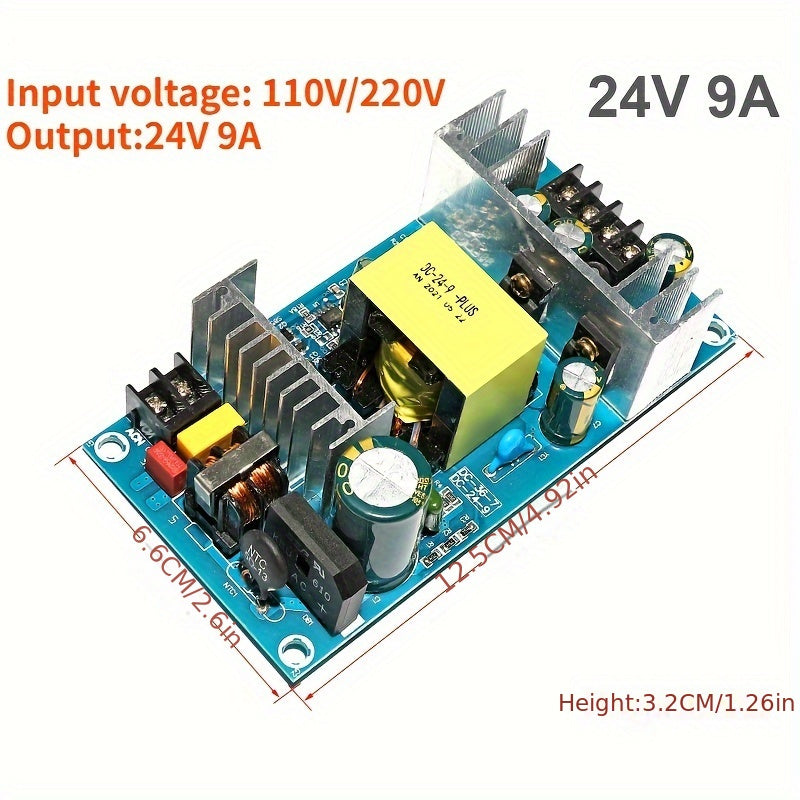 Industrial-grade AC to DC isolated switch power supply module with precise voltage control, compact design, copper quick connect terminals, and efficient conversion. Features heat sink