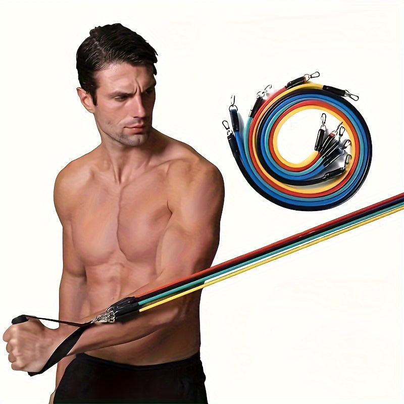 11 piece multi-functional upper body exercise kit with resistance bands for a full-body workout.