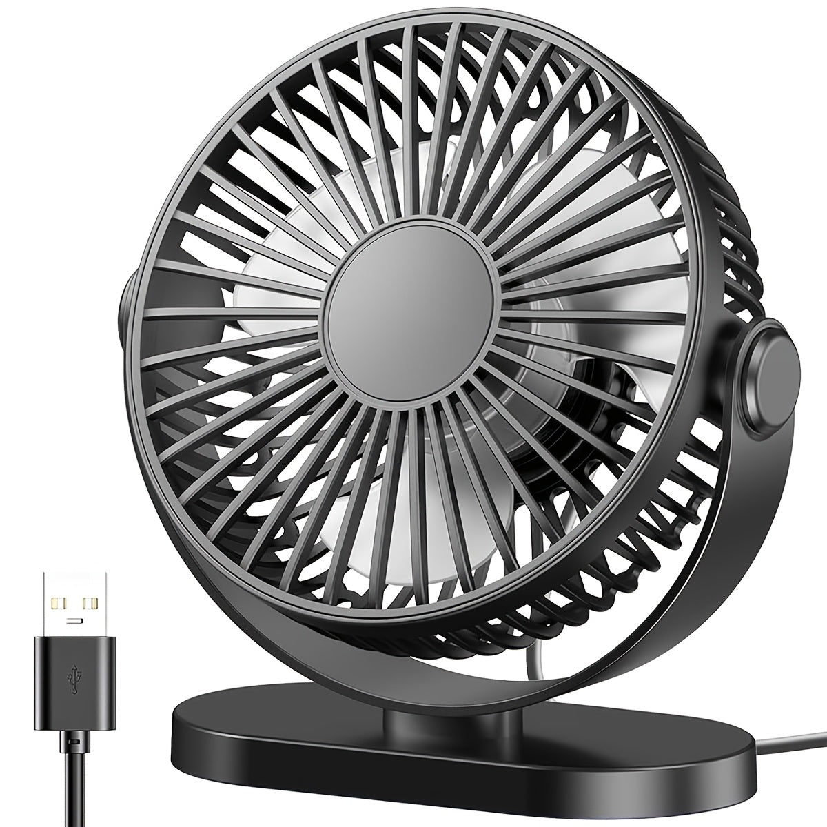 Compact Mini Personal Fan - Quiet Portable USB Desk Fan with 3 Speeds and 360° Rotation, Ideal for Home, Office, Car & Outdoor Travel