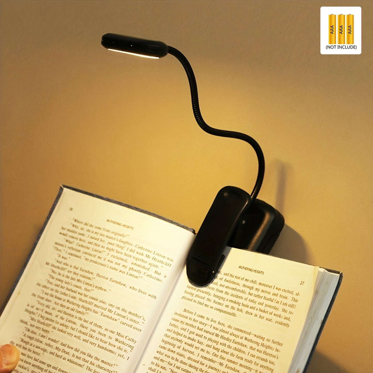 Portable book light with clip, Adjustable arm reading lamp for night reading, desktop or bed reading, night lighting, and camping.