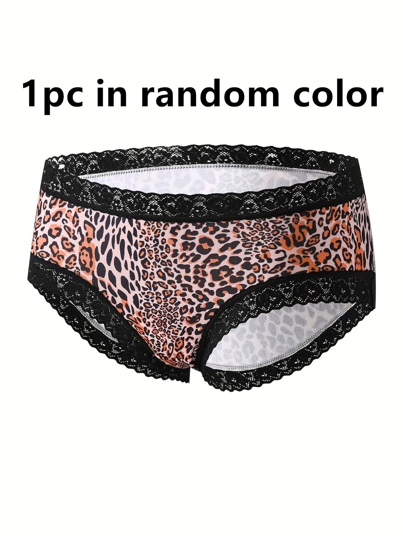 Mixed color leopard print low-rise lace women's panties.