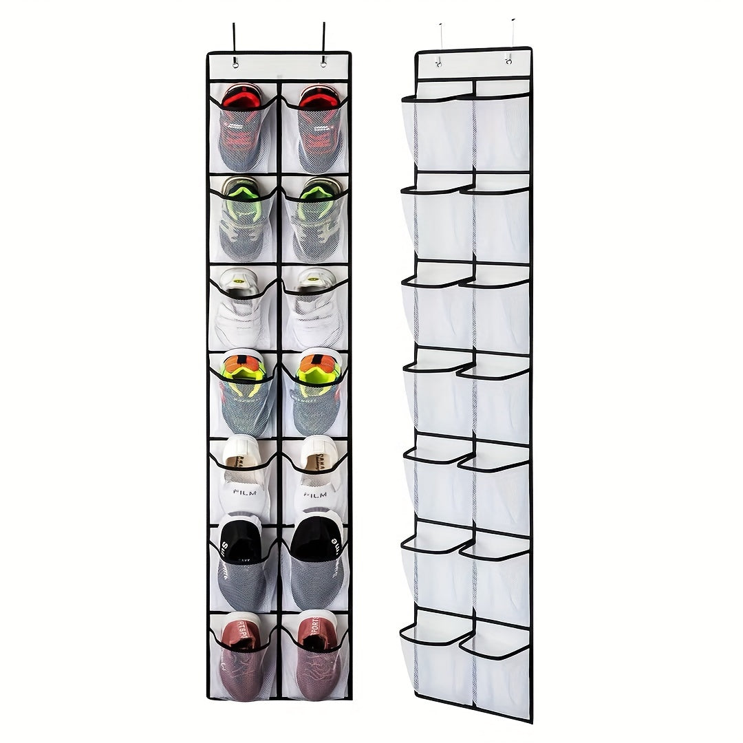 Versatile 12-Compartment Door Shoe Bag - Expandable Mesh Storage Organizer for Shoes, Snacks, and Accessories