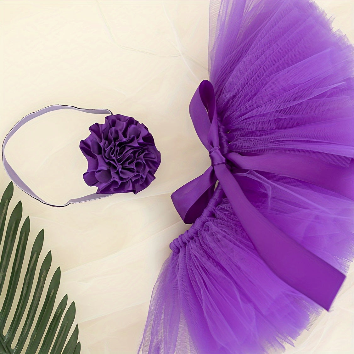 Baby Tutu Set in Purple – Includes Tutu Skirt and Headband made of Polyamide Tulle for ages 0-3, complete with coordinating Flower Headpiece. Perfect for Baby Photo Shoots, Ballet Performances, or as a Birthday and Special Occasion Costume.