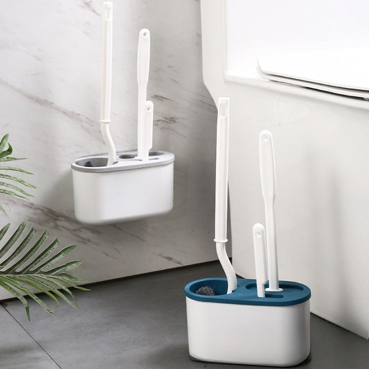 Modern Wall-Mounted Toilet Brush Set with Holder, Uncharged Manual Brush for Home Use