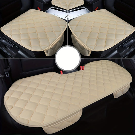 Plush car seat cushions set with storage bag, soft, warm, and comfortable.