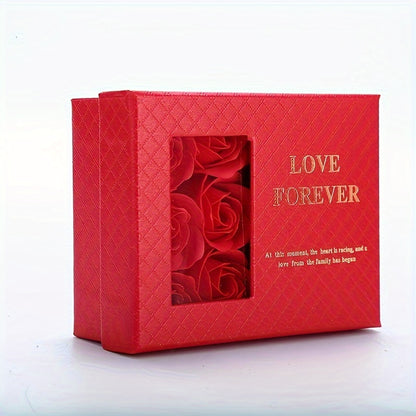 Valentine's Day gift box includes 12 items such as soap flowers, lipstick gift box, necklace jewelry box, and party favors.