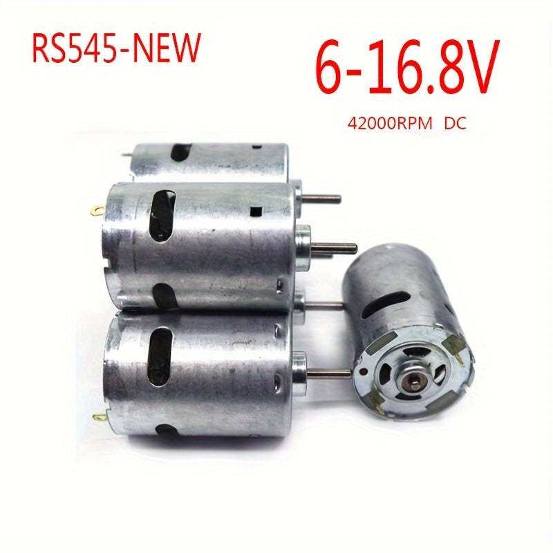 1 piece of RS545 New DC Motor, compatible with voltage range of 6-18V and capable of speeds above 42000 Rpm. Perfect for high speed polishing and grinding tasks, a reliable option for electric drill screwdriver and other electric tool replacement parts.