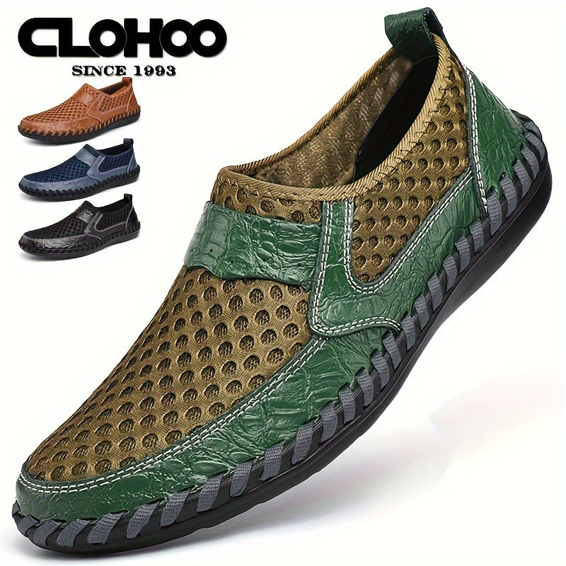 CLOHOO Men's Solid Casual Mesh Loafers, Breathable Non Slip Slip On Shoes for Outdoor Walking and Driving in Spring, Summer, and Autumn