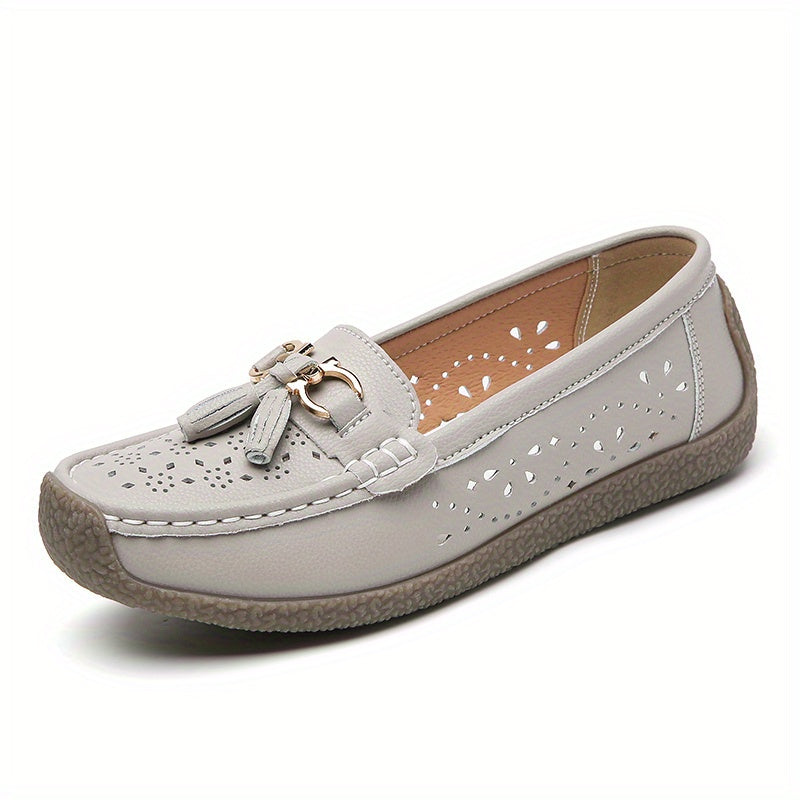 Breathable slip-on loafers with hollow and mental design, perfect for spring.