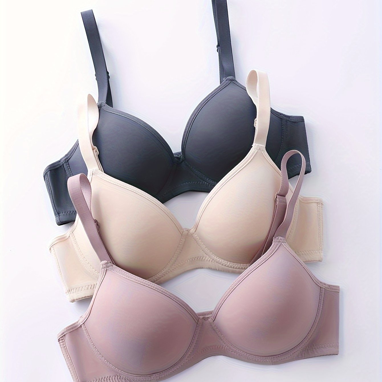 3 Seamless Push Up Bras: Simple, Solid, and Comfortable for Everyday Wear.