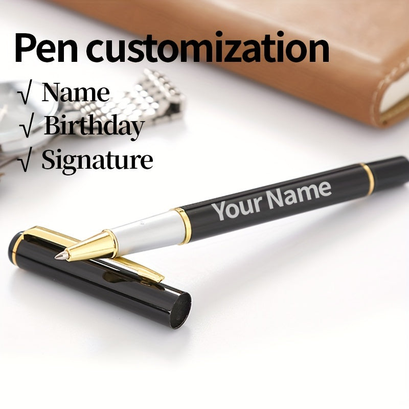 Personalized A5 notebook with custom engraved pen, minimalist textured design with plain pages for notes, journaling, and meetings. Includes custom name, phone, and logo. Features retro