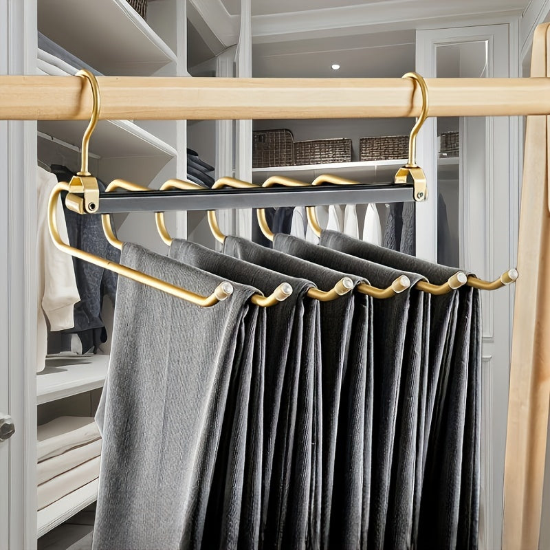 Golden Over-the-Door Metal Hook Rack - Sleek and Space-Saving Design with Multiple Hooks for Hanging Coats, Towels, Bags, and Robes. Organize your Home with this Elegant Foldable Door Hook Organizer, Perfect for Clothes and Accessories.