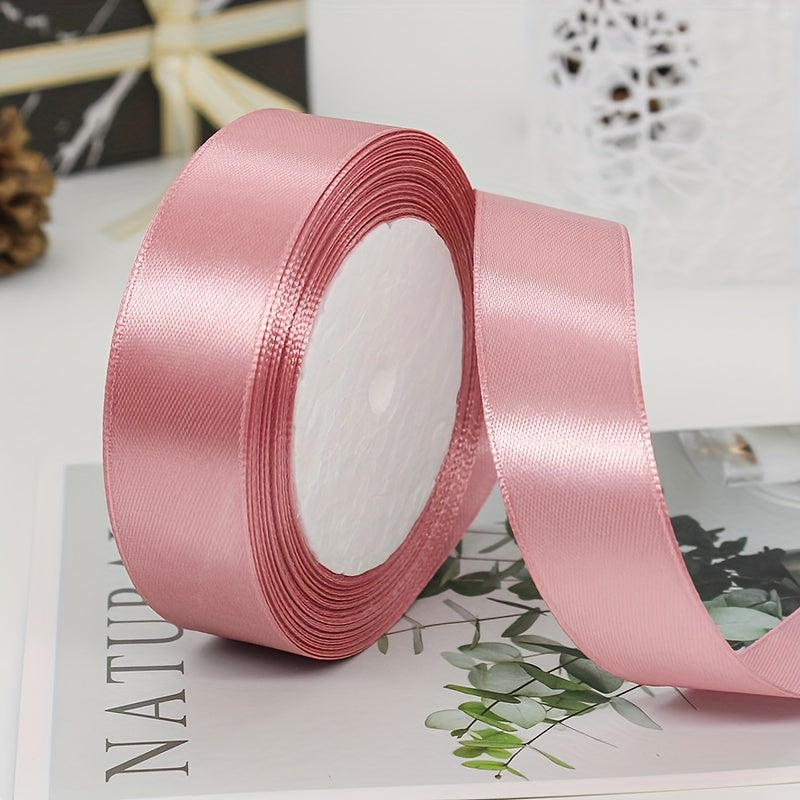 1 piece of 2.5cm wide, 25 yards long satin ribbon for gift wrapping, wedding decoration, car silk ribbon, baking, and webbing.