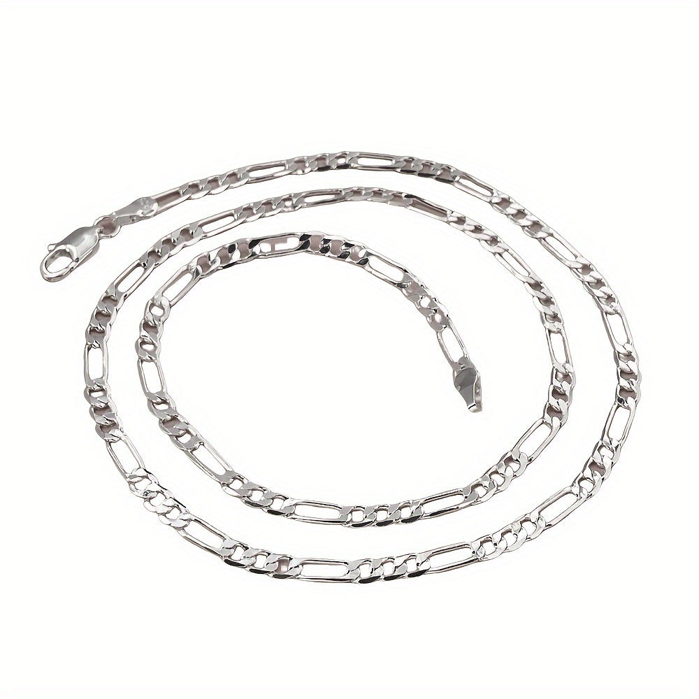 10g 925 Pure Silver Figaro Chain Necklace, Nickel-Free, Hypoallergenic, Mirror Polished, Italian Craftsmanship, Simple Hip Hop Style, for Daily Wear, Gift, Campus Related - ideal for